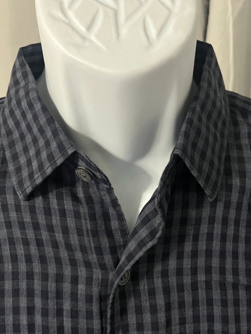 🔷 Theory Men’s Blue Check Lightweight Cotton Long Sleeve Shirt M EUC 👔